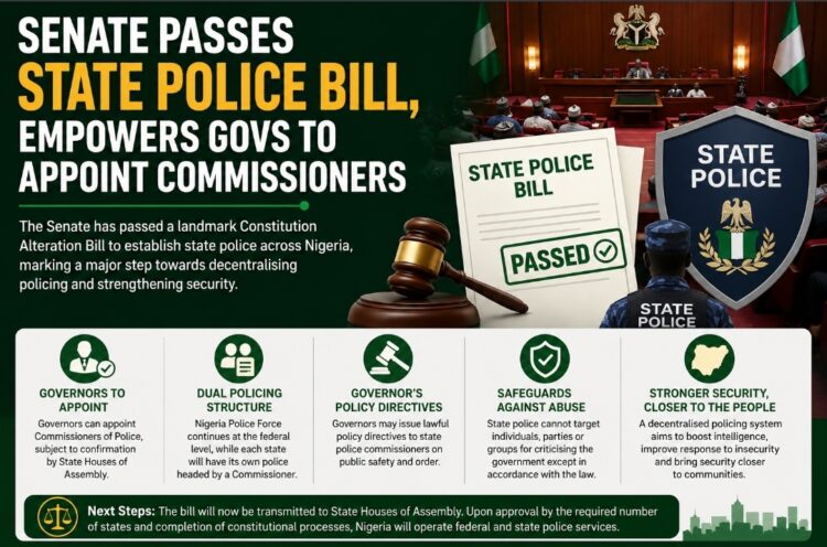 Senate passes state police bill, empowers govs to appoint commissioners