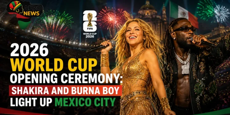 Shakira and Burna Boy at the iconic Estadio Azteca in Mexico world cup 2026