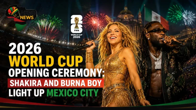 Shakira and Burna Boy at the iconic Estadio Azteca in Mexico world cup 2026